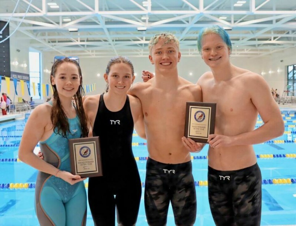 Wooster High won both the girls and boys team titles at the recent Ohio Cardinal Conference swim meet. Piper Udell and Alessandra Gerber shared OCC Girls Swimmer of the Year honors and Andrei Dordea and Gabe Bosler-Kilmer won the boys honor. Titles in hand, WHS swimmers focused on fast finish