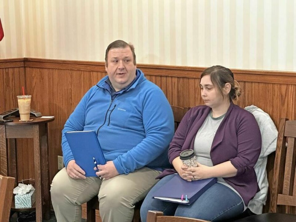 Holmes County health commissioner Michael Derr, left, is joined by Becky Starner, personnel services director for the health department, who wrote and submitted the recently received grant for the falls coalition. Grant will assist seniors in falls prevention