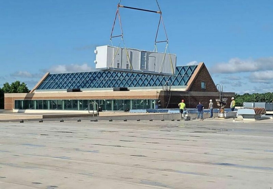 The second of the two-phase renovation of the Ellen Shapiro Natatorium at Wooster High School included mounting and installation of new HVAC units. Renovation of natatorium at WHS nears finish