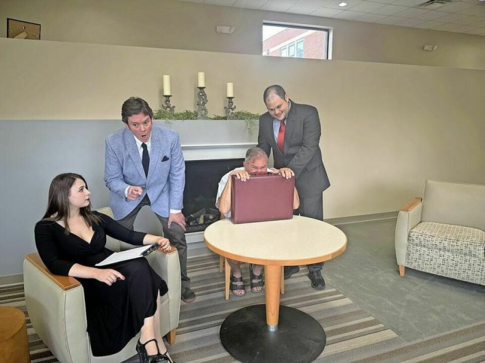 Anna Zurcher, left, Shawn Clay, Tom Morris and Jack Thomas Little Theatre season to close with political spoof