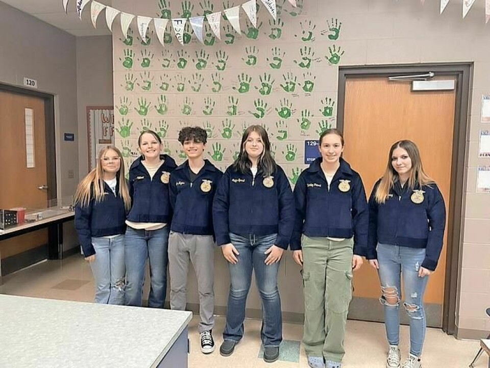 Eight first-year members in the Claymont FFA received donations of FFA jackets. Claymont FFA members received their first degree