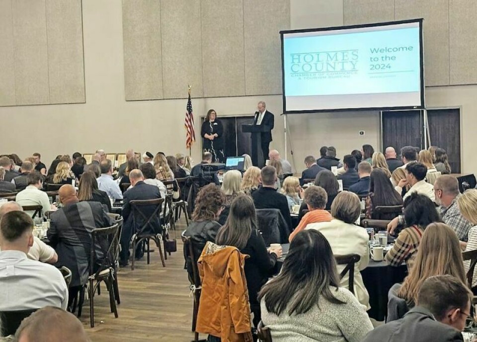 Chamber president Jason Hummel and Chamber executive director Tiffany Gerber, to Hummel’s left, thank the chamber businesses during the annual meeting and banquet who have put their trust in the chamber to represent, support and promote the Holmes County business community. Chamber honored to serve the Holmes community