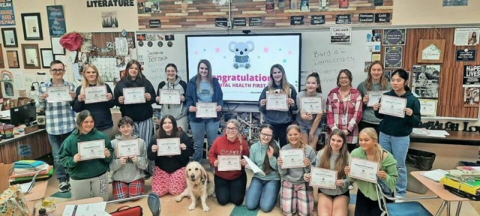These PUP members and facility dog Audrey are working to create a positive and supportive learning environment at Claymont. tudents lead way in mental health awareness