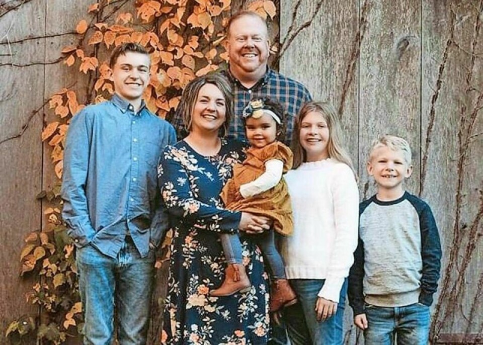 The family of Tim and Christine Snyder of Orrville already included children Brennen, left, and Sophia and Cole, right, when they decided to adopt Ella, being held here by Christine. Orrville’s Snyder family answered the call to adopt