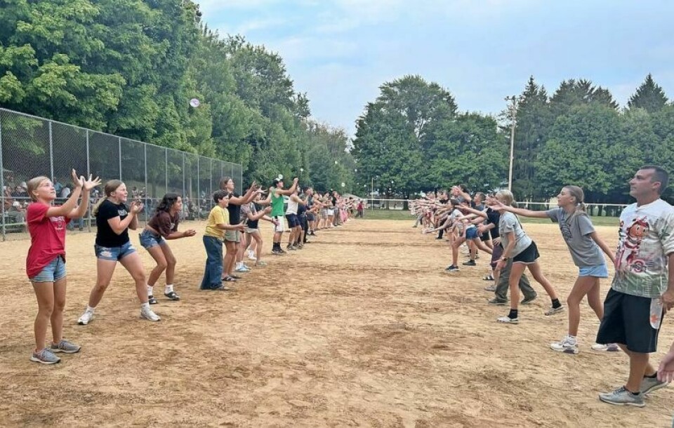 The water balloon toss, eventually won by Chris and Brady Hignight, drew a lot of contestants at Kidron Fun Nite. Village comes together once again at Kidron Fun Nite