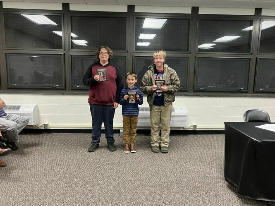 Caleb Shanklin, high school, left; Kole Howell, elementary; and Landon Dayton, middle school, are the November Student of the Month recipients. Little Tiger Preschool recess room open for students