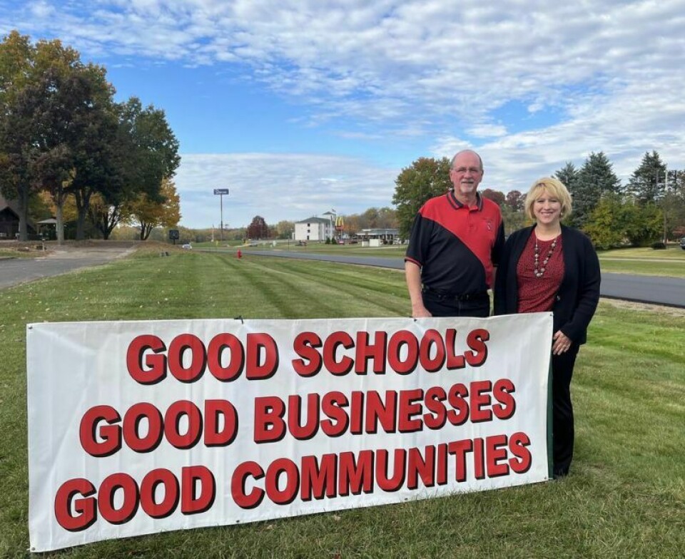Larry Notz, left, treasurer, and Ashley Claxon, co-chair of Today’s Committee for Tomorrow’s Schools, are asking voters to turn out Nov. 7 in support of a renewal levy for Tusky Valley Schools. Tusky Valley to place renewal levy on ballot