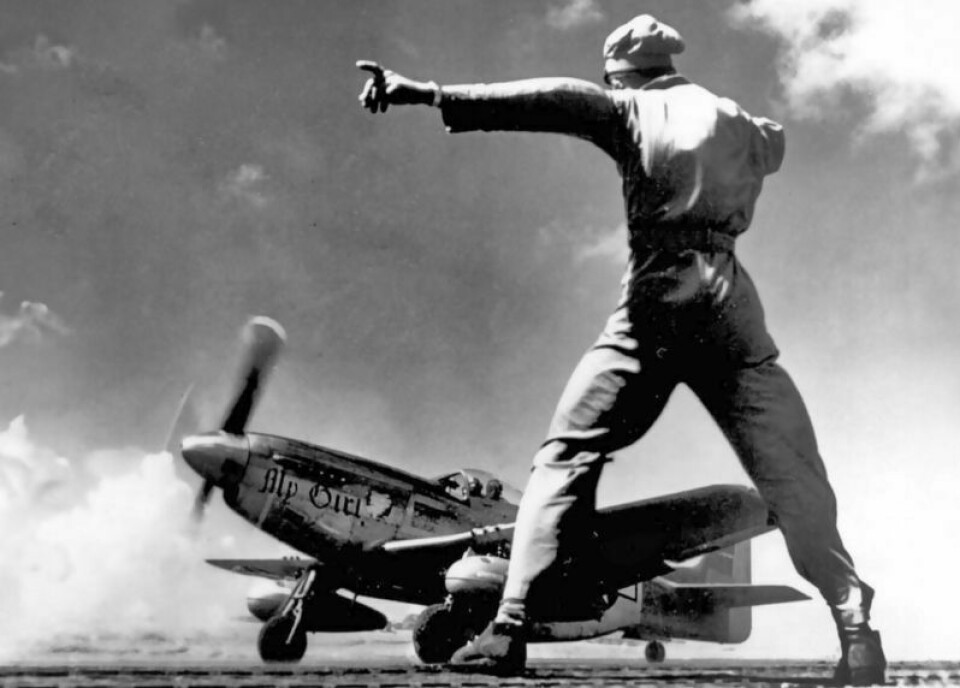 A a P51 Mustang prepares to take off during World War II from a runway paved with Marston Matting, linkable steel strips used to create aircraft landing strips on poor terrain that were produced by United Steel Fabricators in Wooster, one of many local factories produced products that helped in the winning effort. Area factories did their part during World War II