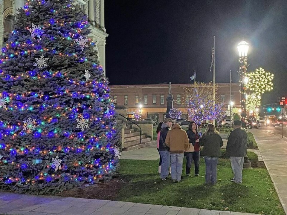 The large fir tree outside the Holmes County Courthouse in Millersburg will be officially lit up during a tree lighting ceremony by the Millersburg Lions on Nov. 23. There will be hot chocolate and coffee, and the community is invited to celebrate. Lions Club to add holiday spirit with tree lighting event
