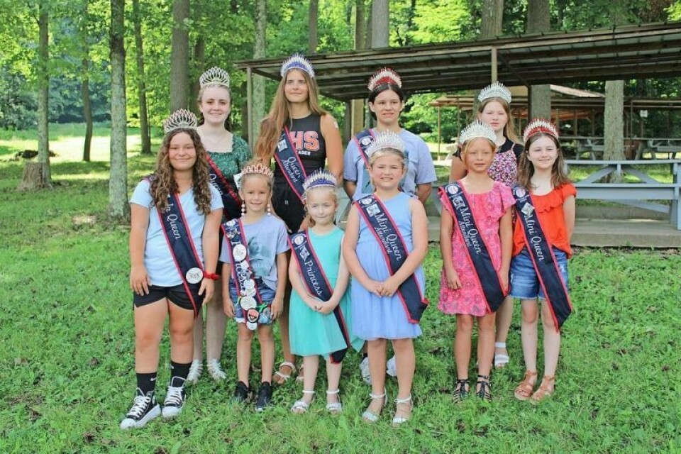 The new Cy Young Days Festival queen is Zoe Hardesty, left in back row, of Coshocton. The rest of the court includes Heather Halsey, standing beside Hardesty, Sophia Sellers and Arianna Parks; front row, Peyton McGarvey, Mickelle Miller (2023 princess who attended the vintage base ball game), Madison Miller, Morgan Miller, Harliegh Tufford and Allyn Hart. Not pictured are Paisley Moore, Mackenzie Berkshire and Brooklyn Moore. Zoe Hardesty named Cy Young Days queen