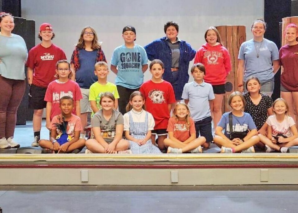 Director Isabeau Murray, left, poses with her cast and student assistant directors for the Mohican Community Theatre Kids’ fall show. “Wizard of Oz: The Deleted Scene” will be at Ohio Theatre on Sept. 9 at 7 p.m. and Sept. 10 at 2 p.m. ‘Wizard of Oz: The Deleted Scene’ comes to Ohio Theatre
