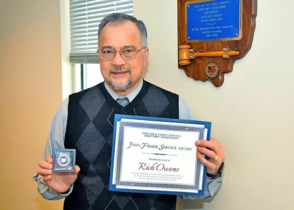 The leadership of Wayne County Job & Family Services Director Richard Owens has provided guidance to agencies across Ohio. His passion for the job and compassion for the people he serves have earned him the inaugural John Fisher Service Award. JFS Director Owens is recognized by state