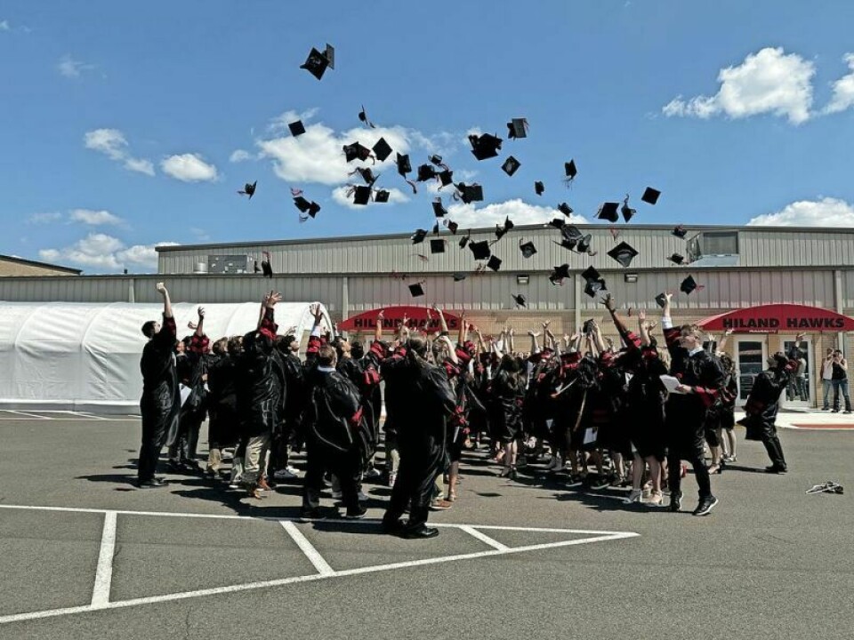 The Hiland graduates launch their mortarboards to the heavens in celebrating their final act of of their high school careers. Hiland Class of 2024 ready to make an immediate impact