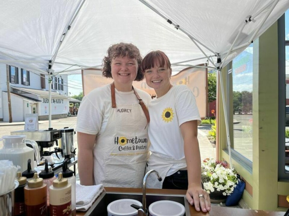 Audrey Ernst, left, has already started a mobile coffee and pastries business with still a year to go to complete her business degree. Her sister Ali helped out at a recent pop-up event in Bolivar. Hometown Coffee and Pastries could pop up anywhere