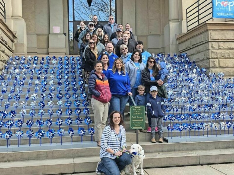 The weather cooperated on March 28 for more than 50 volunteers to place pinwheels on the New Philadelphia Courthouse steps for the 19th annual Pinwheels for Prevention. Pinwheels for Prevention in 19th year in the region