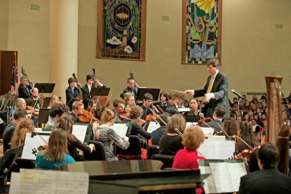 Jeff Lindberg, music director at The College of Wooster, conducts the Wooster Symphony Orchestra Children’s Concert. Since the 1930s area fourth-graders have attended these educational performances, with this year’s show on Feb. 22. Annual WSO Children’s Concert makes return Feb. 22