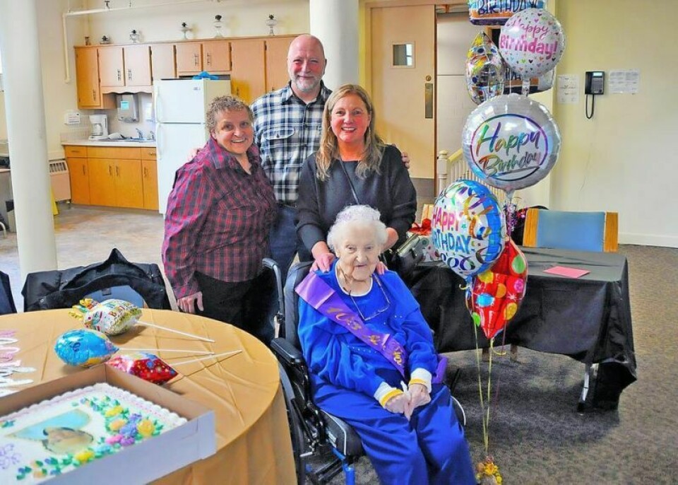 Wayne County Care Center resident Ruth McCray recently hit a milestone when she turned 103 and celebrated with her daughter Kathy Couvdos, grandson-in-law Jim Corbin, and granddaughter Victoria Corbin. Ruth McCray of Wooster celebrates 103rd birthday