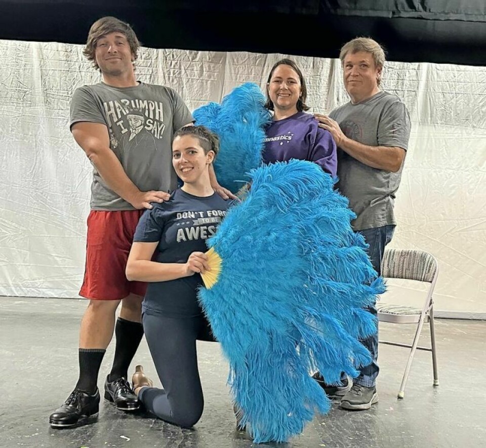 Chester Boffo, left, Sarah Spies, April Bonvechio and Kenn Holmes during rehearsal for Little Theatre's holiday production of “White Christmas.” Little Theatre presents holiday classic
