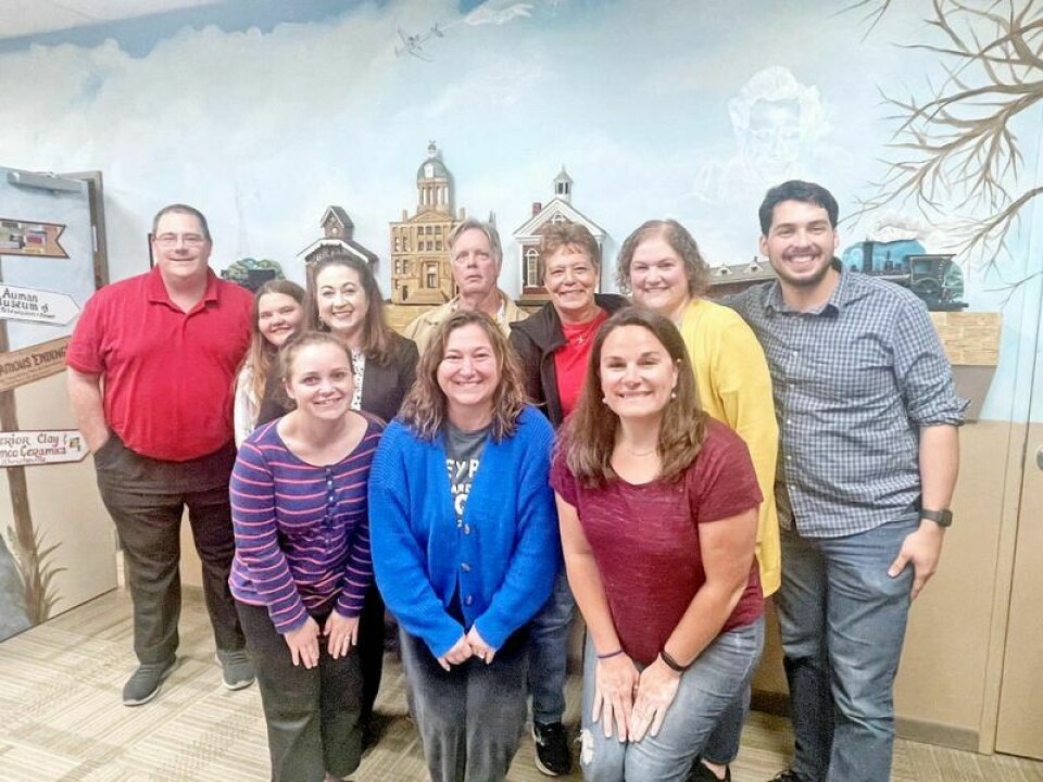 Vice President Jeff Williams, back left, Kettie Kneuss, Larissa Carrick, Doug Kopp, Pam Douglas, secretary Kait Gallagher-Wilsterman, Matt Spies; front row, Jade Boffo, President Shannon Mitchell and Shavonne McMillan. Not pictured is Machelle Miller, treasurer. Little Theatre board to hold membership meeting