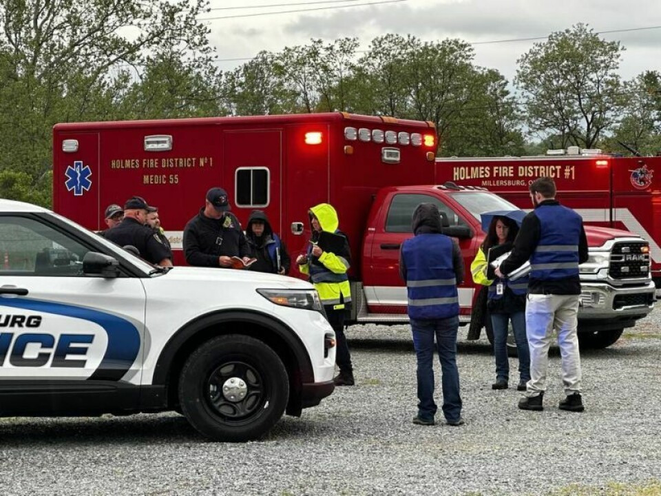 Evaluators for the Holmes County LEPC full-scale disaster training exercise gather as the drill begins at Harvest Ridge. Holmes LEPC stays prepared with full-scale disaster training
