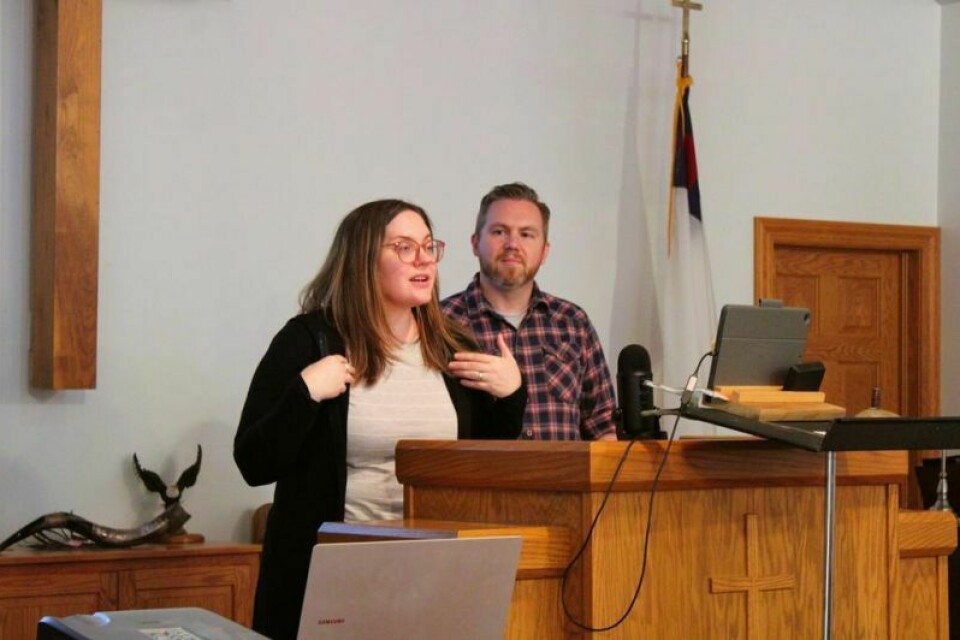 Crystal and Chad Gibbons, missionaries who were stationed in Ukraine, spoke recently at the Goshen Community Church of the Nazarene. Nazarene missionaries work to help Ukraine