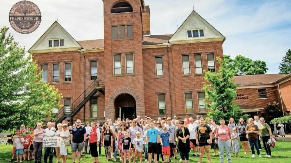 The Fredericksburg community gathers for a drone-captured school reunion photo. Fredericksburg to wrap bicentennial celebration Nov. 2