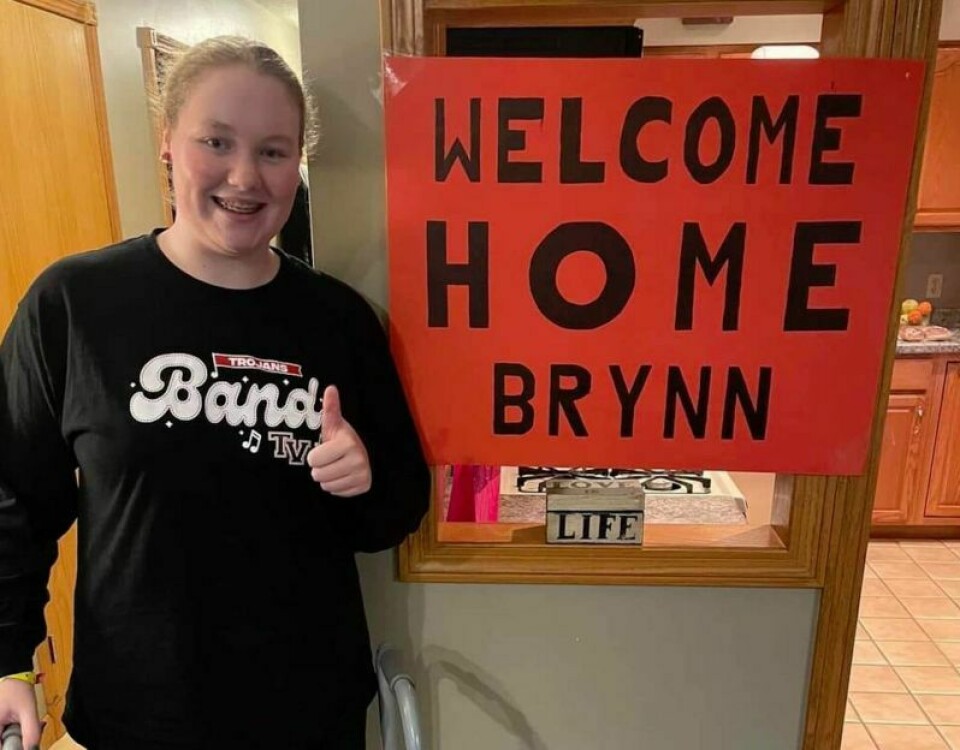 A triumphant Brynn Goedel shortly before returning home from Akron Children’s Hospital at the end of December. Benefit for Brynn Goedel moved to Tusky Valley