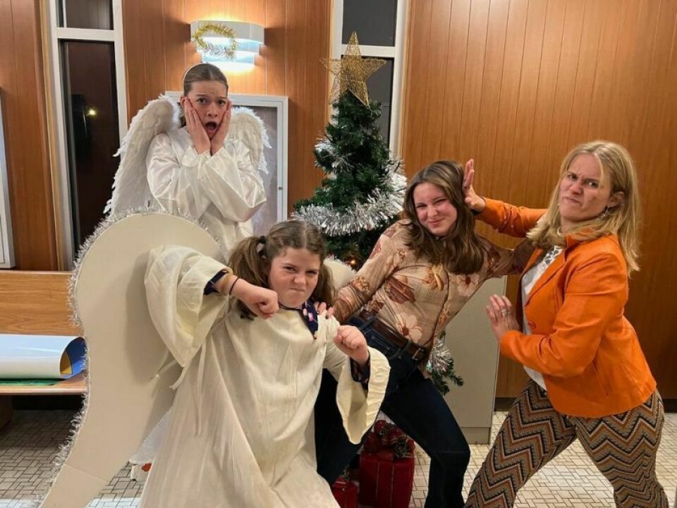 Anna Wherley, back, Sophie Hammerstrom, left, Carly Dumermuth, Taylor Brogan rehearse. Little Theatre cast members are experiencing déjà vu