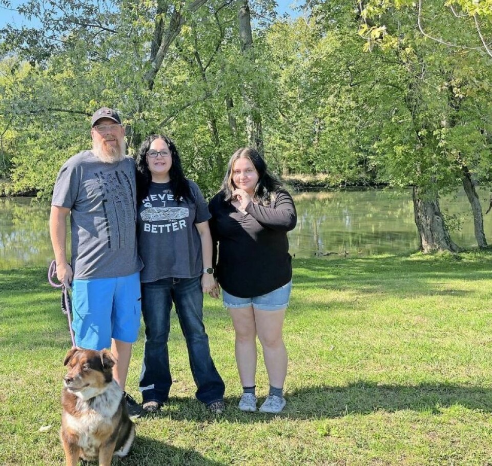 Josh Dallas, left, Jessica Dallas, Keilee Dallas and the family dog Reecie are currently without a home due to a destructive house fire. Fundraiser to benefit Mineral City family following house fire