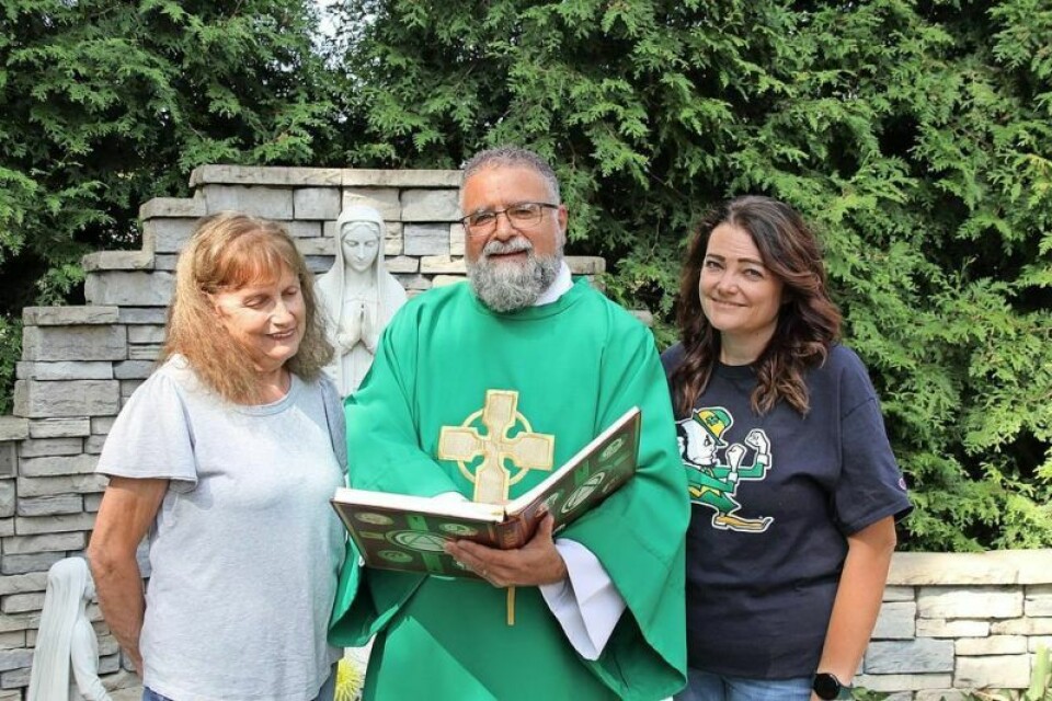 Deacon Bob Zerrer, middle, with Janet Ball, left, and Jessica Andrews, who took part in a previous Catholics Returning Home series at St. Mary church in Wooster. The next Catholics Returning Home series will begin Oct. 14. Catholics Returning Home series starting at St. Mary
