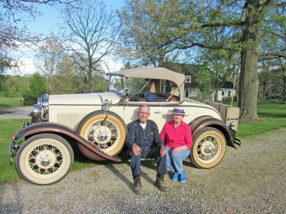 David and Donna Anderson of Wooster on the sideboard of their Roadster convertible. The Andersons are members of the Mohican chapter of the Penn-Ohio Model A Club. Local Model A club keeps old Fords rolling along