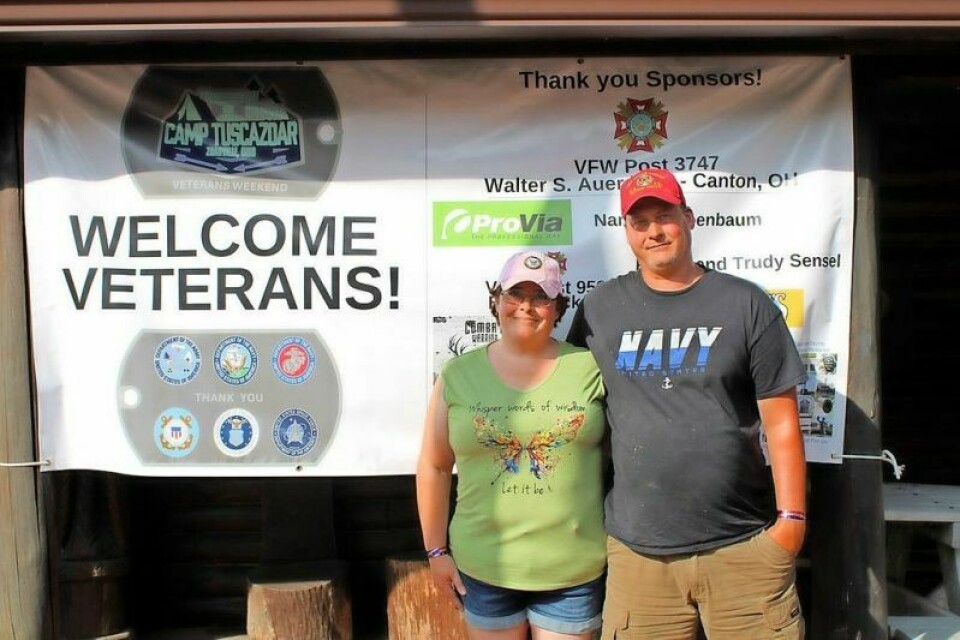 Jenna and Kevin Munding of Deshler in Northwest Ohio were looking to connect with other veterans at Camp Tuscazoar’s Veterans Weekend. Camp Tuscazoar hosts Veterans Weekend