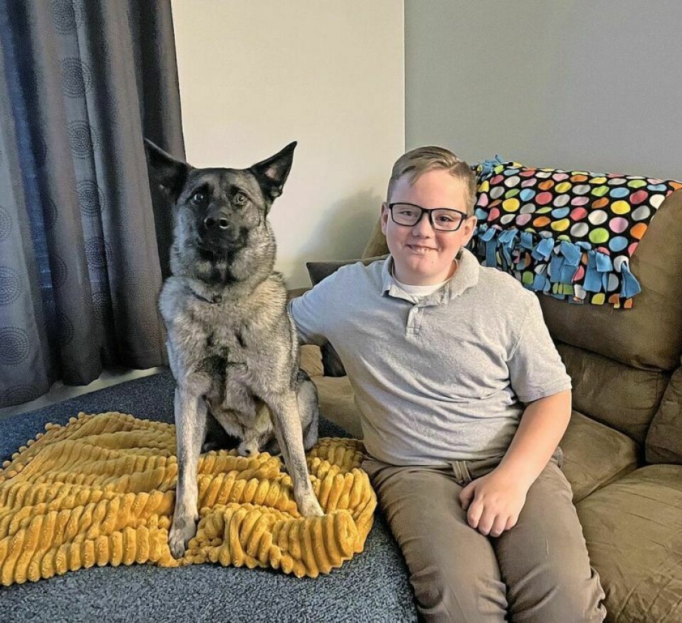 Gabriel Woods with his Norwegian Elkhound, who he considers to be his brother. Cancer Patient Support Society created by fifth-grader