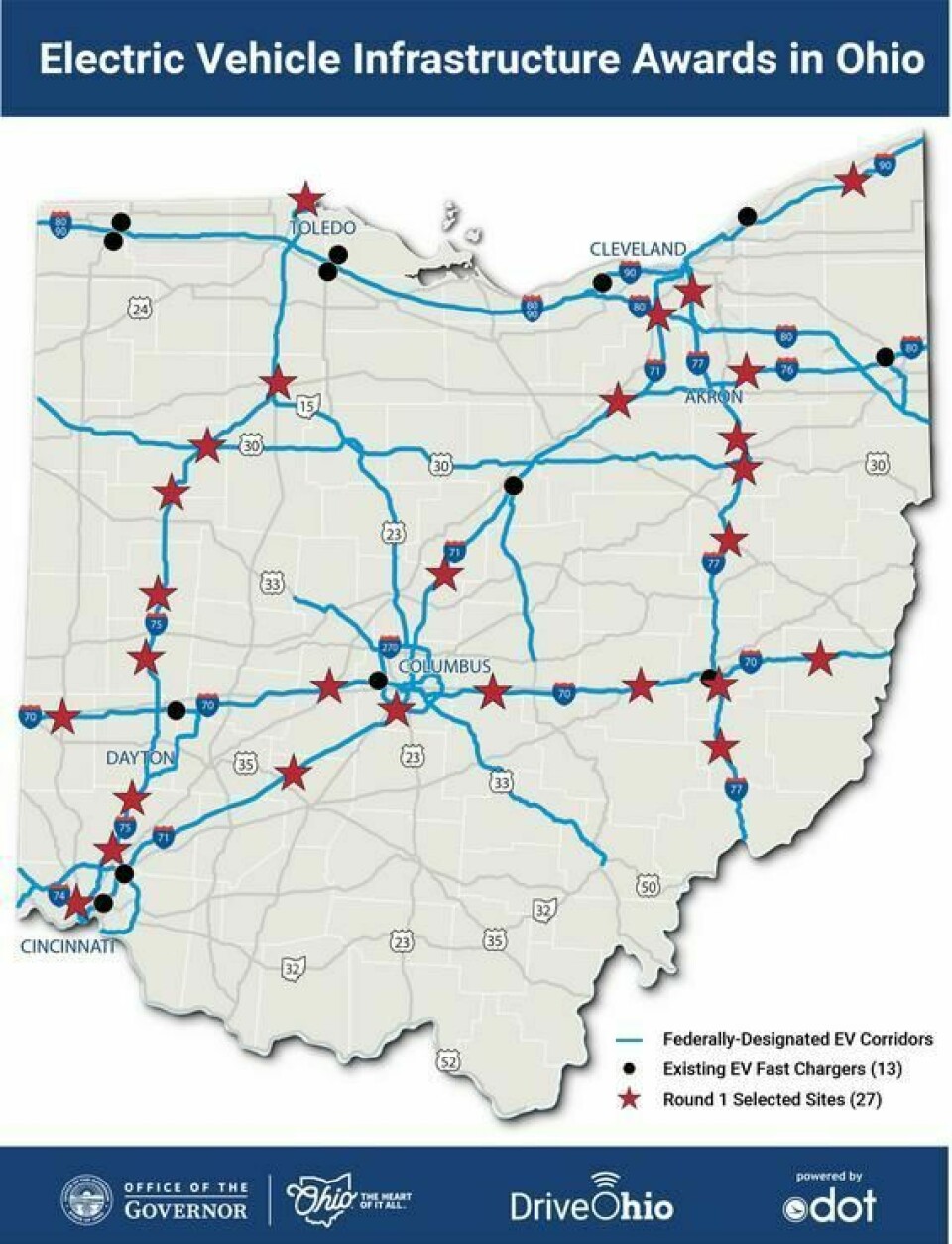 Winning proposals include site plans at existing travel centers, grocery stores, retail shops, a hotel, a restaurant and a bank. EV charging stations are soon coming to the region