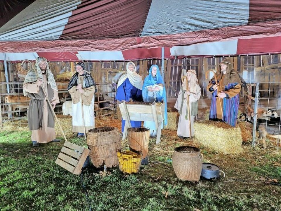 Joseph, Mary, baby Jesus, wisemen and shepherds Strasburg Christmas in the Village to return