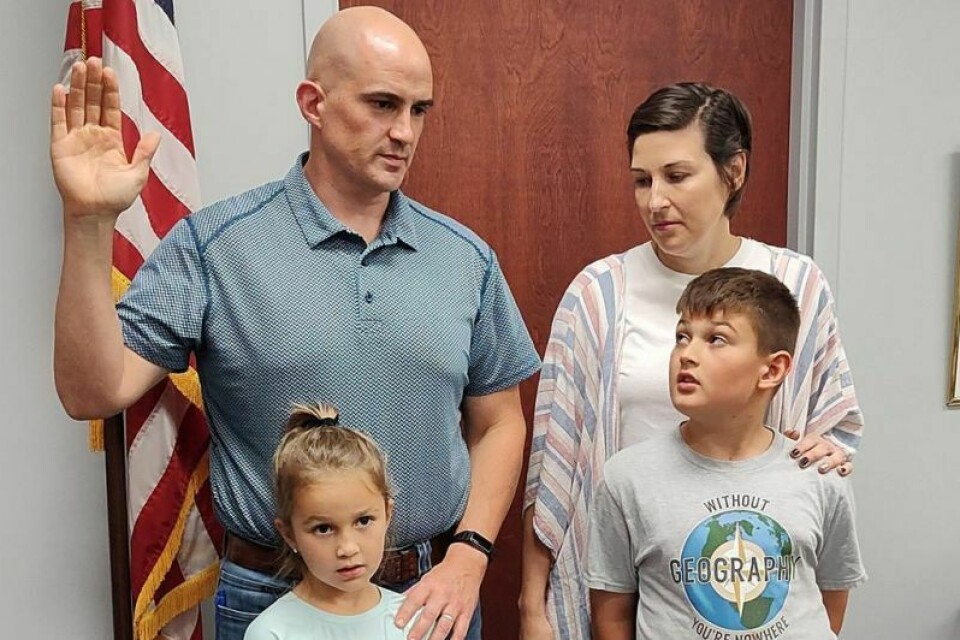 Doug Bachman with his family: Jane, Margaret and Bruce. Engineer position filled by Bachman