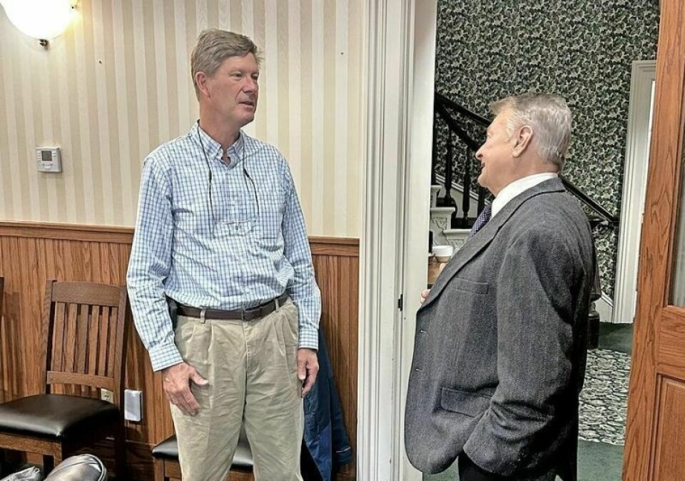 Newly elected Ohio State Rep. Mark Hiner, left, chats with Holmes County Commissioner Eric Strouse. Hiner, a Mt. Vernon native, has been extremely involved with visiting Holmes County prior to the election and vows to continue to do the same. Hiner ready to dig into new role as Ohio representative