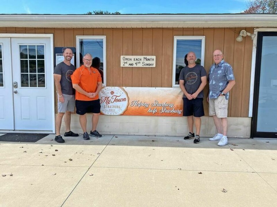 Lucas Boylan, left, Chris Beck, Mark Lancaster and Tom Patton My Town Strasburg moves to new location