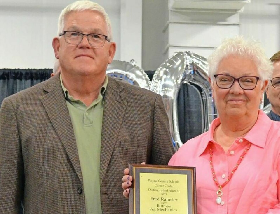 The Wayne County Schools Career Center is seeking nominations for its 2024 Distinguished Alumni Awards. Among the 2023 honorees were Fred Ramsier, left, of Sterling Farm Equipment and Sheila Ramsier, a teacher at Rittman Elementary. WCSCC seeking nominations for 2024 Distinguished Alumni