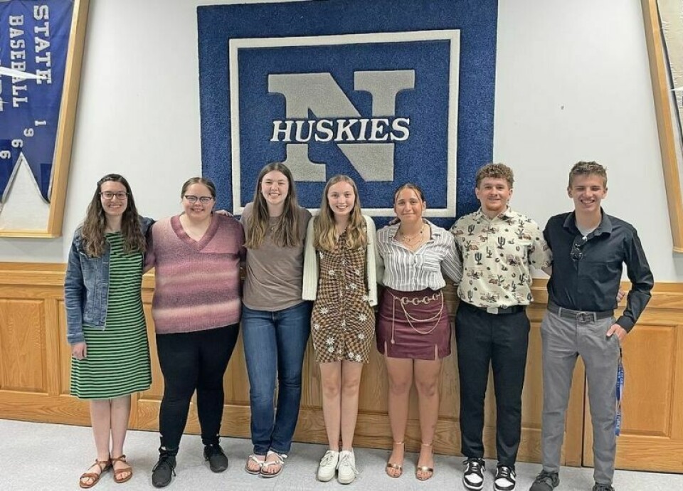 The Northwestern Ruritan Club recently presented scholarships to Northwestern graduating seniors Ella Saal, left, Alyssah Fisher, Lillian Wakefield, Madalyne Hunt, Quinn Fast, Luke Walton and Tristan Miller. Not pictured is scholarship recipient Logan Garman. Northwestern Ruritan Club awards college scholarships