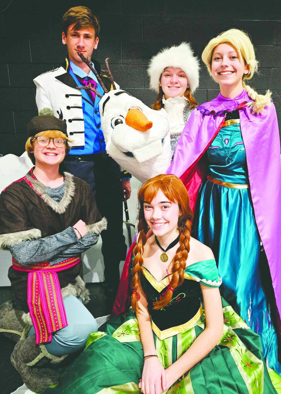 Submitted PhotoFrozen lead characters. Front row (from left): Duval Citro and Railey Macke. Second row: Grayson Rodgers, Jozelynn Nitz, and Alexis Spears.