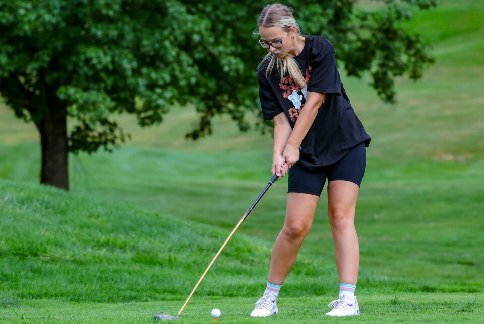 Hiland's Sophie Mullet tees off.